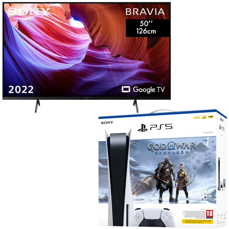 Pack ps5 god of war + tv 50" 4k lcd sony kd50x89kaep